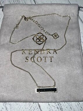 NEW! Kendra Scott GOLD Leanor Bar Black Drusy Quartz Necklace(Please Read)